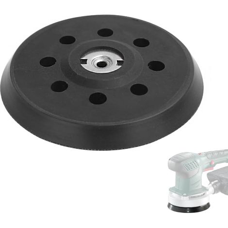 GVSS 1 Pièce Plateau Ponceuse 125mm 631220000, Plateau de Ponçage 125mm Perforé Auto-Agrippant Compatible avec Metabo SXE 325 Intec 425 Turbotec,Noir