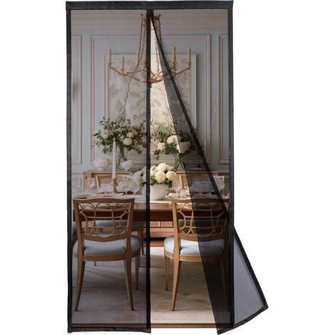 Magnétique Moustiquaire Porte 100x230cm-Noir en Polyestère (1/5)