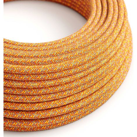 Creative-Cables, Cavo elettrico rivestito in tessuto, 2 x 0,75 mm², 50 m, Pixel Indian Summer RX07, Rotondo, effetto seta