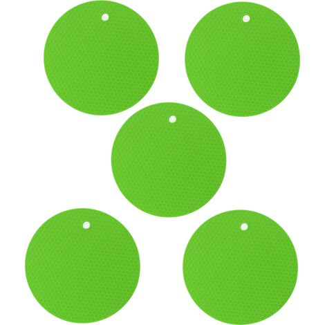 5PCS Silicone Trivet Mats Round Multipurpose Heat Resistant Non Slip Pads Pot Holders for Hot Pot Hot Dishes Green