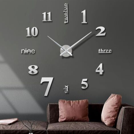 Horloge murale miroir 3D, horloge à pendule silencieuse sans cadre et auto-adhésive, adaptée au salon et à la chambre.