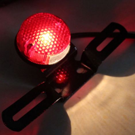 Feu arrière moto avec support plaque, étanche, super lumineux, universel pour customisation moto scooter (1/5)
