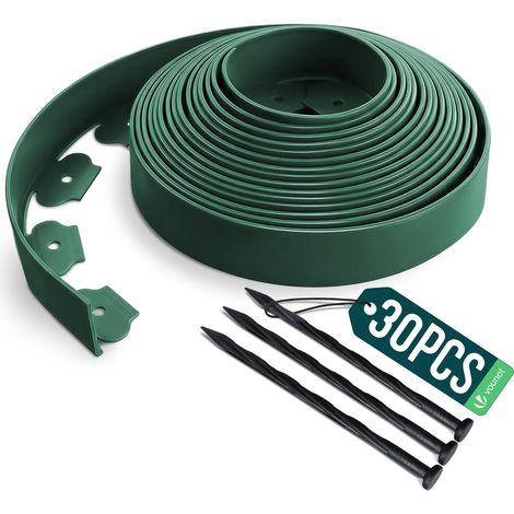 Vounot – Bordure de jardin flexible 10M en PE – Hauteur 5cm – Épaisseur 4mm – 30 piquets inclus – Résistante aux intempéries