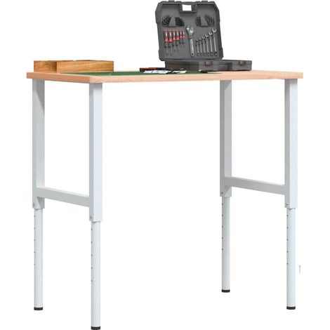 Cadre d'établi réglable en métal gris – Lot de 2 pieds de table 55 x (69-95,5) cm – Structure robuste pour plan de travail (1/5)