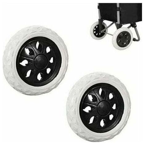 Roues de caddie 2 pièces – Caoutchouc et EVA – Pour chariots de provisions et bagages – Installation facile – 3.5D x 16W x 16H cm (1/5)