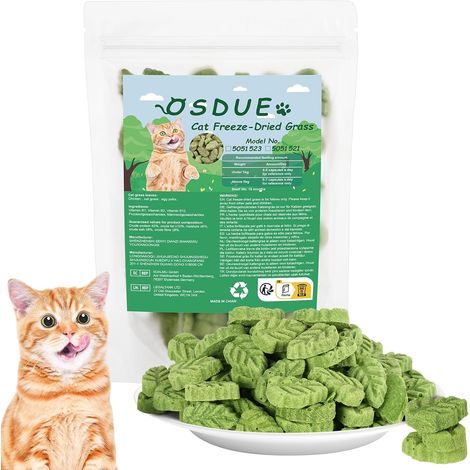 Bastoncino di erba gatta, 100 g, foglie di erba commestibile liofilizzata per gatti, per la pulizia dei denti e la rimozione dei boli di pelo. (1/5)