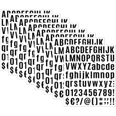 Sheets of Black Alphabet Stickers, Self-Adhesive Letter Stickers, Number and Letter Set for Box, Sign, Window, Door, Car and Home, 9.02 x 7.6 (1/5)