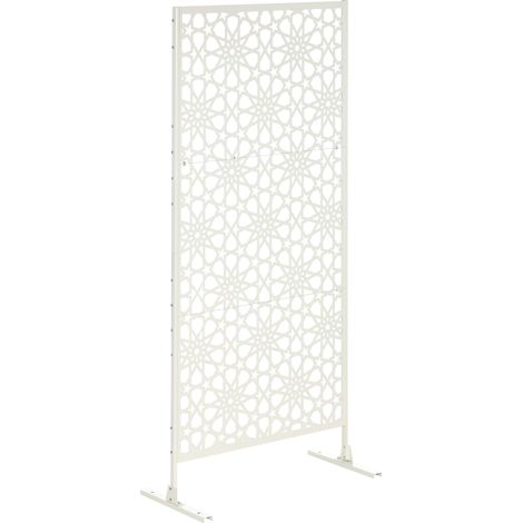 Panneau occultant décoratif blanc métal extérieur motif - 92 x 45 x 198 cm (1/5)
