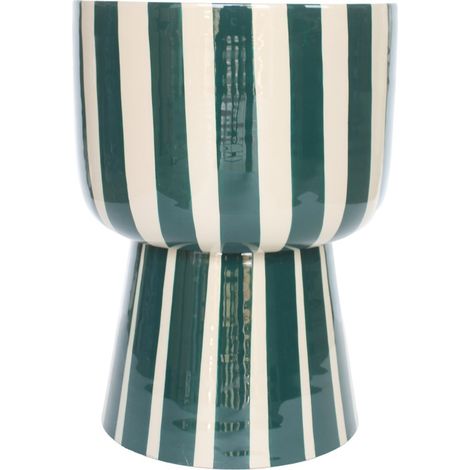 Taburete de metal a rayas verde botella forma copa 46 cm (1/5)