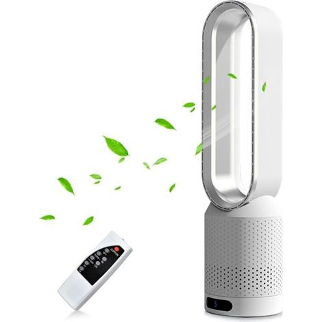 Ventilateur tour sans pales , 20 pouces, refroidissement et chauffage, 8 vitesses de vent, minuterie 8 heures, rotation cyclique à 80°, affichage LED, pour chambres familiales et bureaux (1/4)