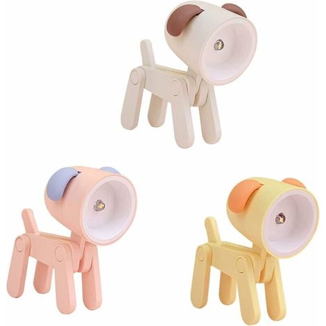 3 PCS Mini LED Lampe de Bureau Mignon Petit Support de Téléphone,Veilleuse en Forme de Chien Support de Téléphone Réglable, Table de Lecture Portable Lampe de Nuit pour Enfants Étudiants (1/5)