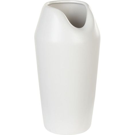 Vase Décoratif Haut de Forme Abstraite 33 cm en Grès Blanc Apamea (1/5)