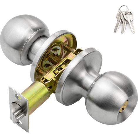Poignée de Porte d’Entrée avec Serrure à Clé – Serrure de Porte Sécurité pour Porte d’Entrée et Chambre, Poignée de Porte Intérieur/Extérieur - Adapté aux portes d’une épaisseur de 25 à 45 mm (1/5)