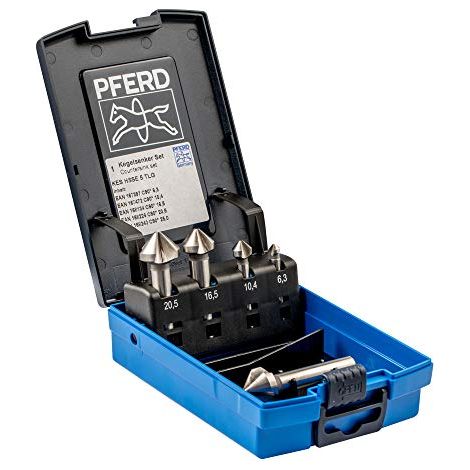 PFERD TOOLS SET KES HSSE DIN 335 C90° 5 25202156 Kit svasatori conici 6.3 mm, 10.4 mm, 16.5 mm, 20.5 mm, 25 mm HSS 1 pz (1/4)