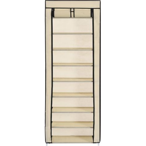 Meuble à chaussures,Armoire à chaussures avec housse Crème 57x29x162 cm Tissu CFW3261852 (1/5)