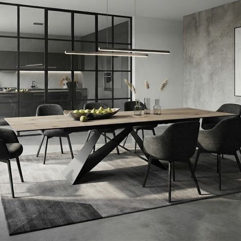 Table à manger design avec plateau en céramique Sabbia 160/240cm Holly (1/5)