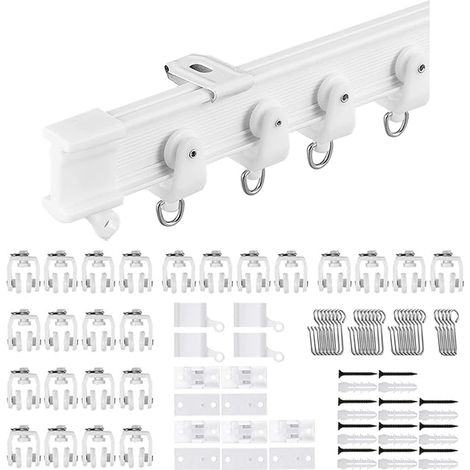 Flexible Ceiling Curtain Rail 3M Curved Curtain Rail with Silent Rollers Foldable Bracket for Shower Bay Window Room Divider (1/4)