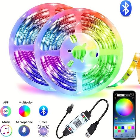 Éclairage d'ambiance, rubans lumineux Bande lumineuse LED miniature USB avec contrôleur Bluetooth unique pour rétroéclairage (Y091) (1/4)