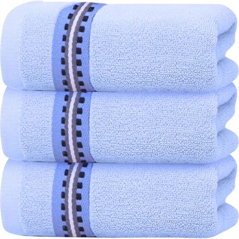 Lot de 3 Serviettes de Plage en Coton Rayé Ultra-Absorbantes. Douces et Élégantes. Parfaites pour la Plage. la Piscine et la Salle de Bain (1/5)