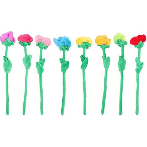 Lot de 8 roses artificielles en peluche souple à tige flexible, bouquet de roses décoratif.-30X6CM