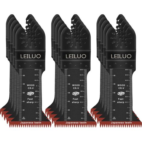 Lot de 15 lames de scie oscillante à dents japonaises de 70 mm extra longues - Matériau CRV - Accessoires pour outils oscillants de coupe rapide et propre - Compatible avec 15 (1/5)