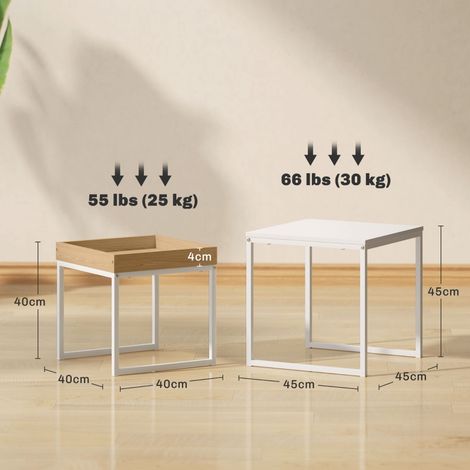Table basse moderne,ensemble de 2 canapés,pour petits espaces,carré,MDF,métal,blanc