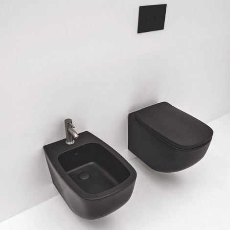 Wand-Wc-Set Aus Matt Schwarzer Sanitärkeramik  Mozart