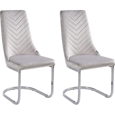Set di 2 Sedie da Pranzo Cantilever in Velluto Grigio Altoona