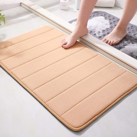 Tapis De Bain - Mousse À Mémoire De Forme - Velours Corail - Antidérapant - Absorption Rapide De L Eau - 40 X 60 Cm - 1 Pièce (1/5)