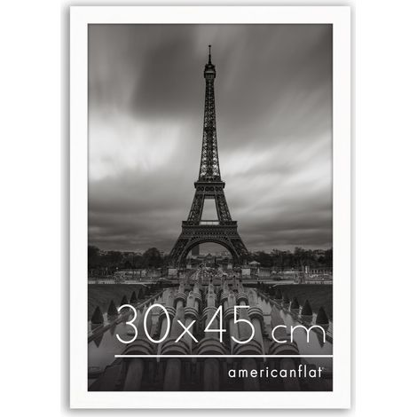 Cadre Photo 30x45 cm Blanc - Cadre 45x30 cm en Bois MDF avec Plexi Poli et Matériel de Suspension - Suspension Horizontale ou Verticale (1/5)