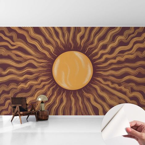 Carta da parati autoadesiva - Fotomurale adesivo - soggiorno moderno - resistente - Raggi di sole 416x254 cm (1/5)