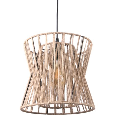 Suspension bohème corde brune E27 Polux Varberg 120cm (1/5)