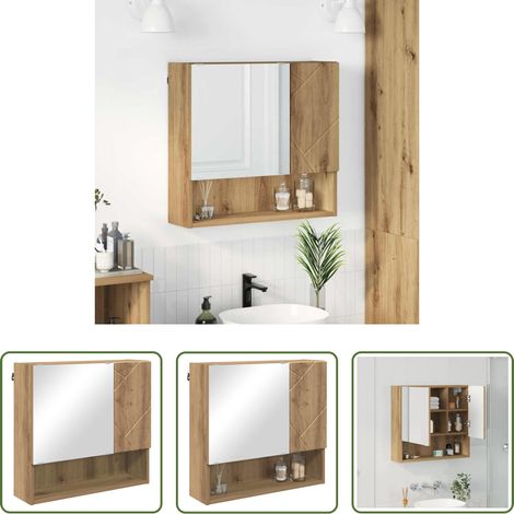 vidaXL Armoire bois - Armoire Miroir Montage mural Chêne artisanal 59 x 17 x 55 cm (1/5)