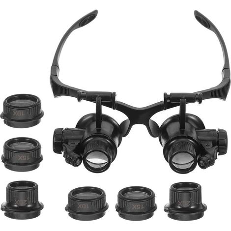 Lunettes Lentille Clair Technologie et Luminosité Réglable Loupes Frontales pour Réparation de avec Lentilles Détachables 10x 15x 20x 25x Bijoutier Montres (1/5)