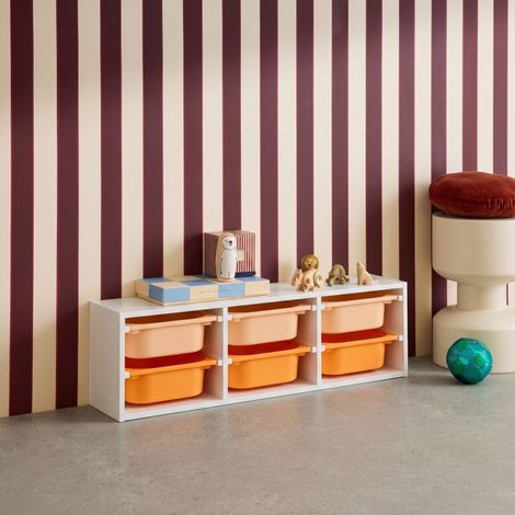 sweeek - Meuble de rangement pour enfant. 6 bacs en plastique orange pêche - Sora