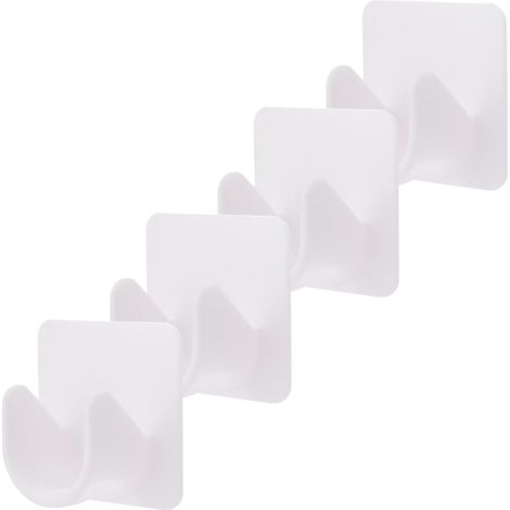 Lot de 4 supports adhésifs pour tringle à rideau de douche, fixation en plastique, installation sans perçage (1/5)
