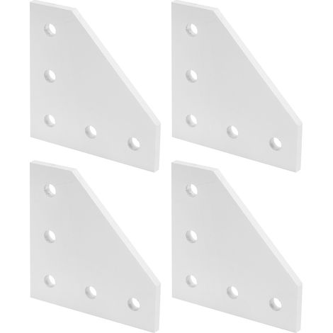 Lot de 4 équerres de fixation extérieure en aluminium 5 trous pour profilé 2020, renfort de connexion angulaire à angle droit (1/5)