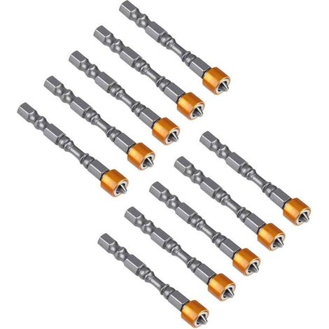 Embouts de Tournevis Magnétiques 10 Pièces, PH2, 65mm - Antidérapants pour Placoplâtre, Utilisation Facile (1/5)