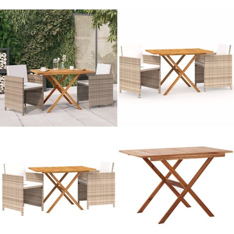 3-tlg. Garten-Essgruppe mit Kissen Beige - Gartensessel - Gartentisch - Rattan Möbel - Gartenmöbel Set - Outdoor Essgruppe - Home & Living (1/5)