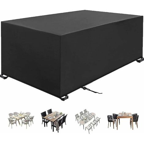 Housse Table de Jardin 230x120x75cm Noir 420D Tissu Oxford Housse Salon de Jardin Résistance Au Vent Anti-UV Bache Table De Jardin Housses pour mobilier de Jardin Rectangulaire thsinde A (1/5)