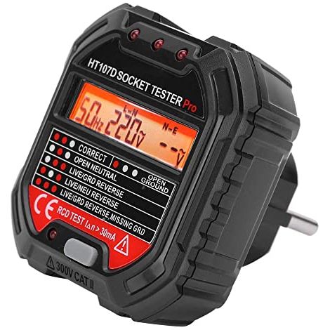 Walfront HT107D EU90-250V 45-65Hz Steckdosentester Steckdosentester mit LCD-Display