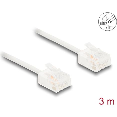 Delock Cable de red RJ45 Cat.6 UTP Ultra Slim 3 m blanco con enchufes cortos
