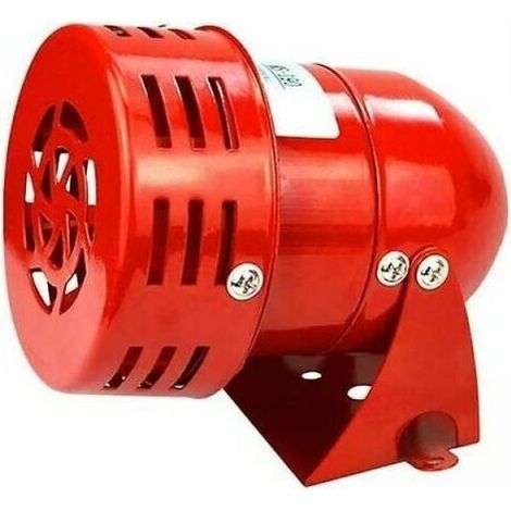 Sirène Alarme 220V Puissant à Exterieure, Sirene Alarme 120dB,Rouge Moteur Conduit Sirène Métal Corne Industrie Bateau Alarme (1/4)