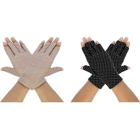 Gants de soleil fins sans doigts anti-UV pour la conduite, le cyclisme, la pêche et le golf en été (2 paires) (1/5)