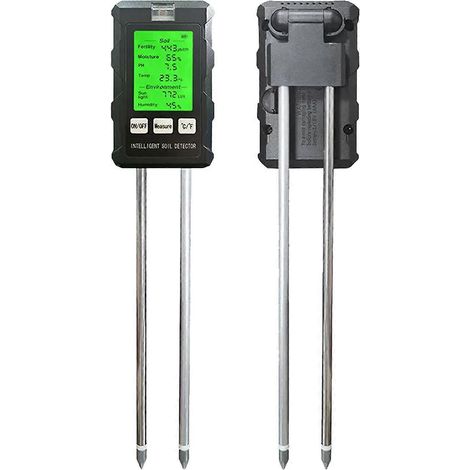 6-in-1 pH-Tester, Bodenfeuchtigkeitsmesser, Lichttest, Temperatur- und Feuchtigkeitsmesser, Schwarz, jsSuper Geschenk (1/5)