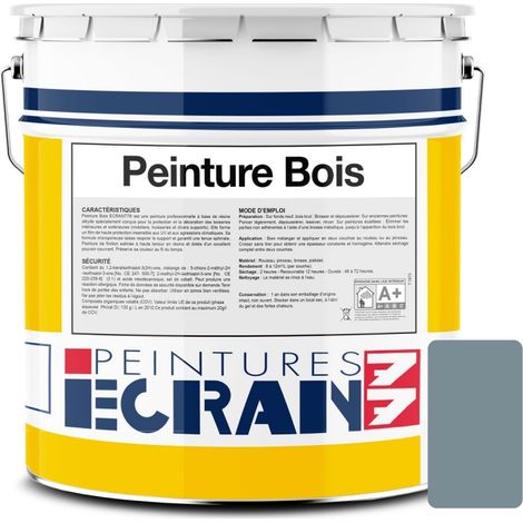 Peinture bois professionnelle, satin, peinture opacifiante, sans odeur, protège, décore, intérieur, extérieur ECRAN77 7B8C95 5 litres (1/3)
