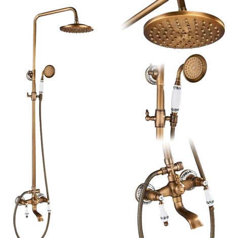 Set doccia, design a pioggia, altezza regolabile, ottone anticato F01 (1/2)