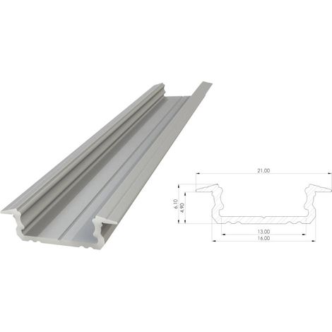 AL12-GLG1-AS-1000: Versenktes Aluminiumprofil, anodisiert silber 5x16mm 1000mm Nut, anodisiert silber