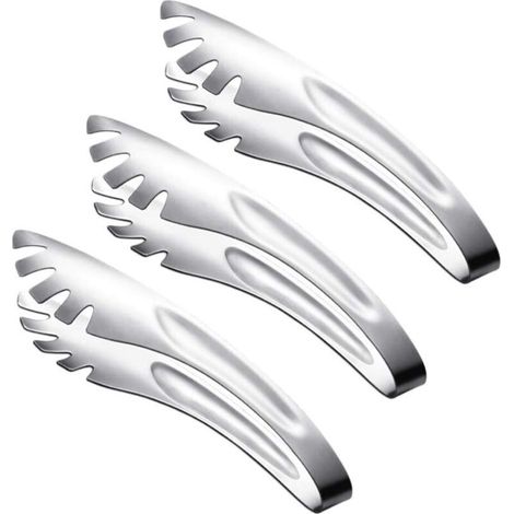 Set aus 3 italienischen Pastazangen aus Edelstahl, elegant und robust, perfekt für Spaghetti und andere Küchenarbeiten. - Crezuo (1/4)