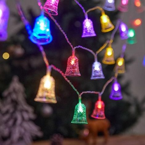 Guirlande lumineuse de Noël 3M, 20 LED à piles, guirlande cloches bonbons, déco lumineuse pour chambre, maison et fêtes (Cloches) (1/5)
